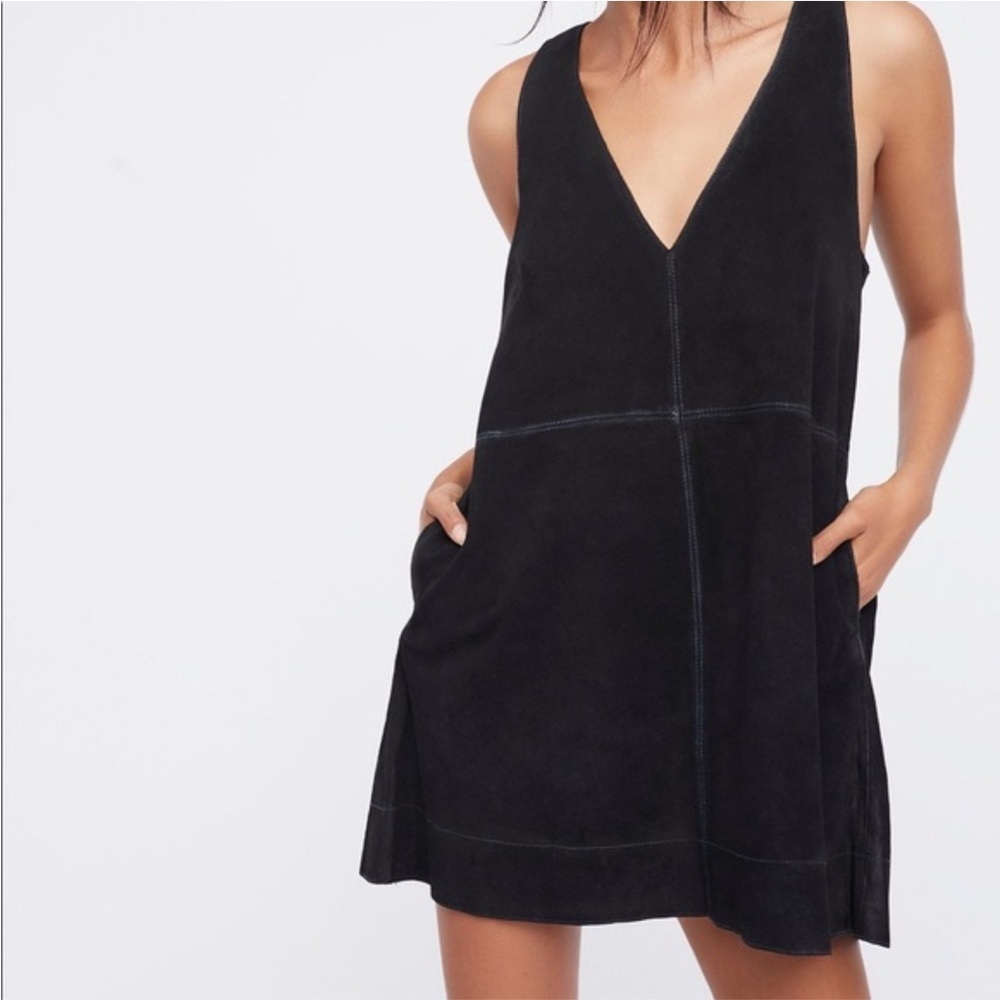 Free People Retro Love Suede Mini Dress Black Size S